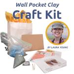 Product Description: Clay Play with Laura Young</br></br>The Wall Pocket craft kit is a great way to dip your toes (or fingers) into clay. You decide the design and what goes inside! It can hold all kinds of things like air plants, flowers, pens, jewelry, glasses, and small treasures. The possibilities are endless!</br></br>Each kit contains:</br>2 lbs of clay</br>Toothpick</br>Stamp or pattern making object</br>Instructions</br>Wall Pocket Template</br>Cardboard square</br></br>***Each kit includes a discount code to access the tutorial online, please check your email (and spam folder) for confirmation and the code***</br></br>About the Artist:</br></br>Laura teaches beginners & families the basics of hand-building and wheel-thrown pottery. She also works with rural communities in Oregon to create community clay programs, most recently with the Confederated Tribe of Warm Springs. Laura’s been making pottery for 20+ years. She has a Certificate in Art Therapy, a B.A. in Studio Art & an M.A. in Arts Management.</br></br>Pick Up Your Craft Kit @The Arts Center (700 SW Madison Ave, Corvallis)</br></br>Kits are available through August 28, 2021.</br>HOURS: Tuesday-Saturday, 12-5 pm.</br>Please bring receipt as proof of purchase.</br></br>Thank you for participating in Arts Alive! 2021. For More Information see our Website.</br></br>NOTE: Shipping Not Available for Craft Kits.</br> Wall Pocket Clay Kit